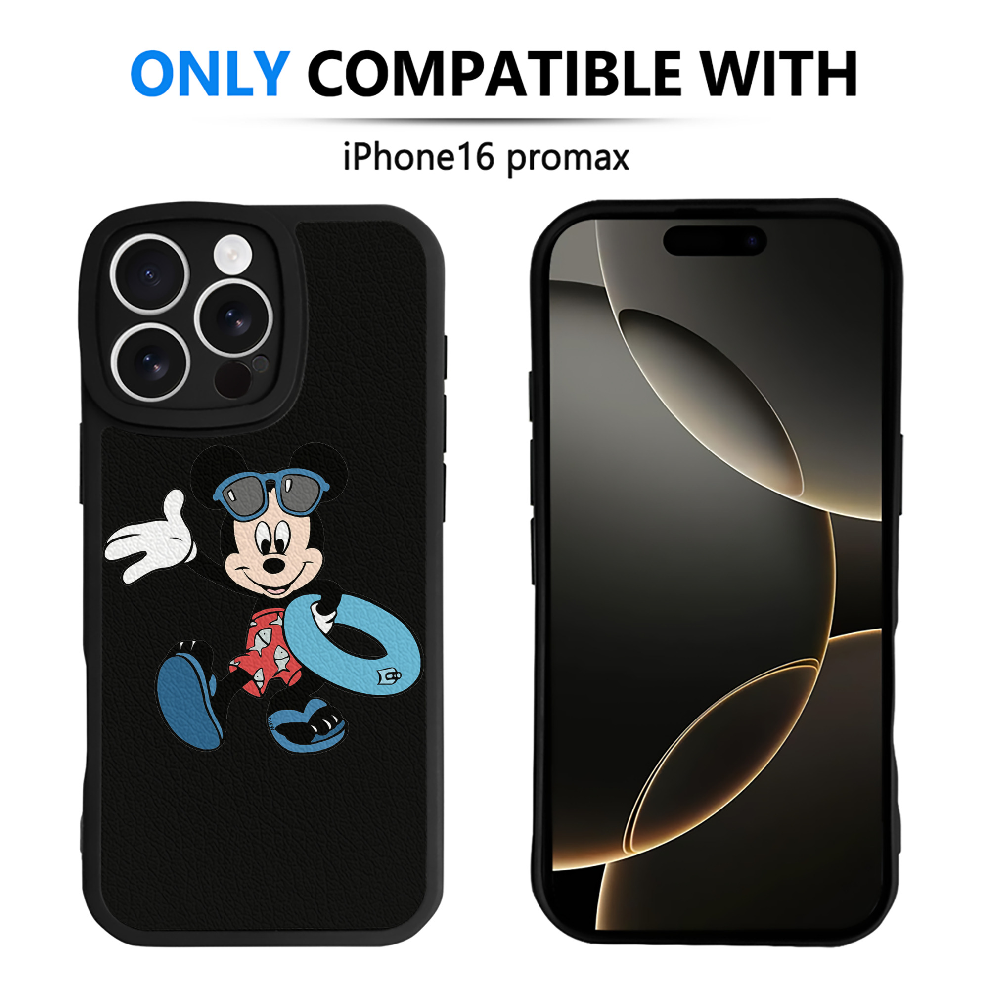 （画像用） ミッキーマウス Mickey Mouse 【iPhone 16シリーズ対応】シリコンスマホケース（レザー調） 材質：シリコン